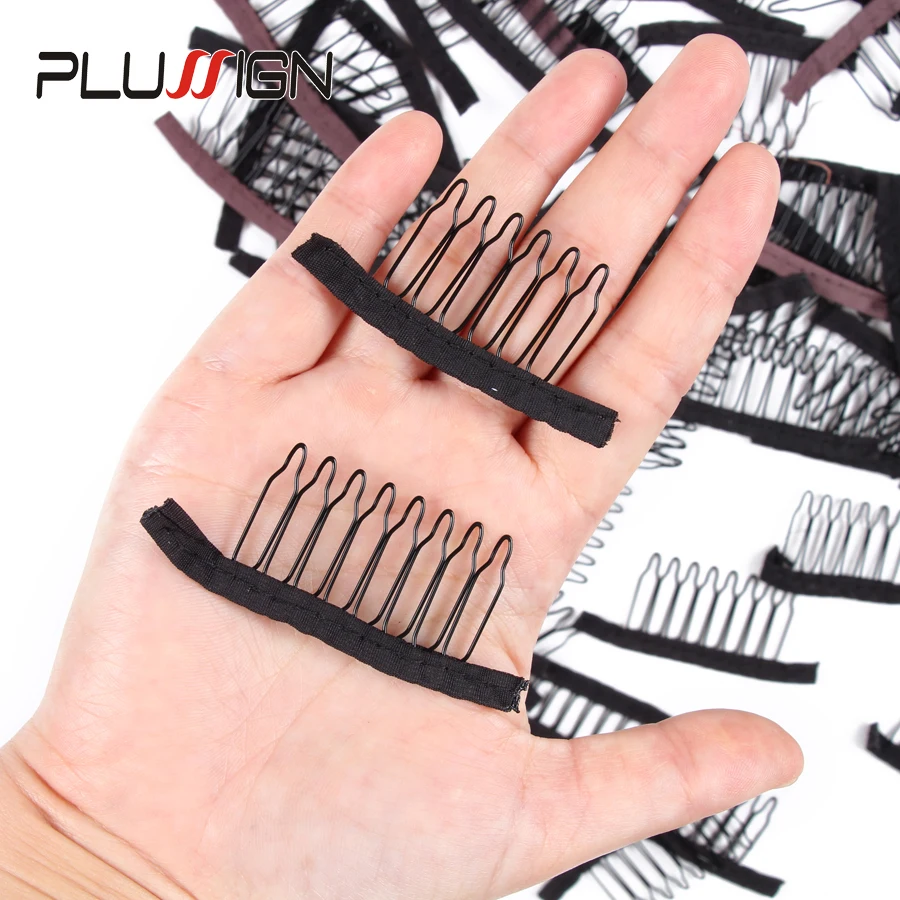 Peigne à perruque noir en acier inoxydable, extensions de cheveux, clips confortables, haut, outil exécutif, bon marché, lot de 24 pièces