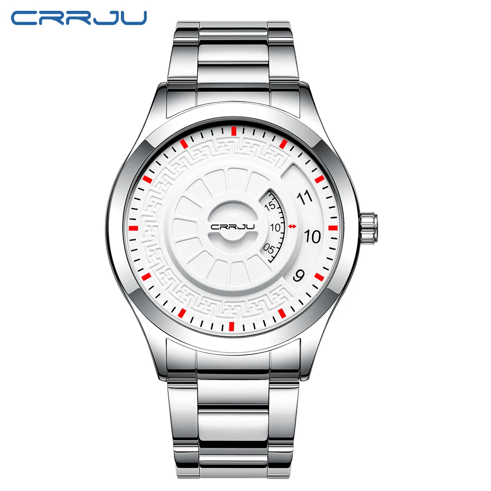 CRRJU Casual Fashion Sport Watch Men's Luxury Stainless Steel Strap Quartz Wrist watches Male Clock relogio masculino