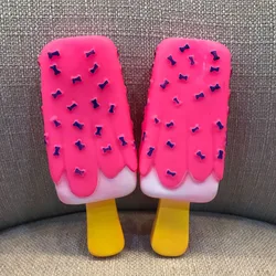 1pc Pet Dog Toy Chew Squeaky Rubber Pink Popsicle Shaped Toys for Cat Puppy Baby Dogs Ice Cream Bite Molar Toy Funny Interactive