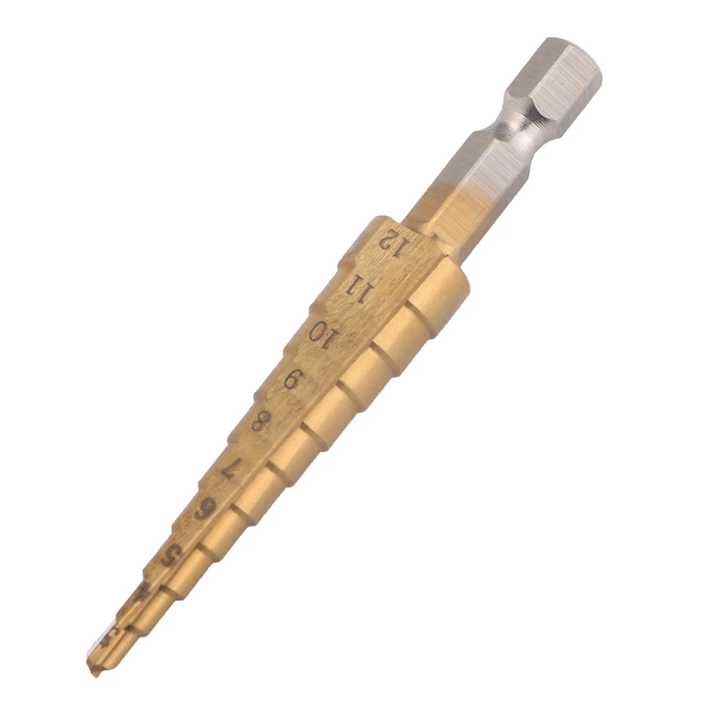 3-12 10 Step Hexagonal Handle Titanium Plated Step Drill High Quality Metal Hole Drilling Rig