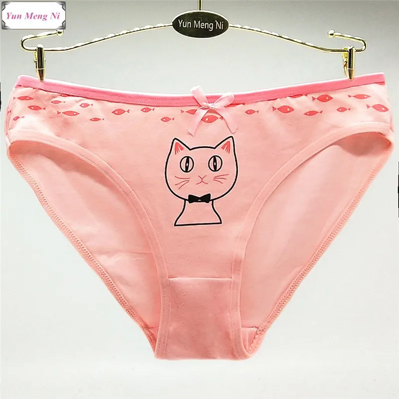 New Style 5pcs/lot New Cute Cat Cartoon Printed Sexy Women\'s Underwear Lady Briefs Cotton Panties Girl Briefs 89198