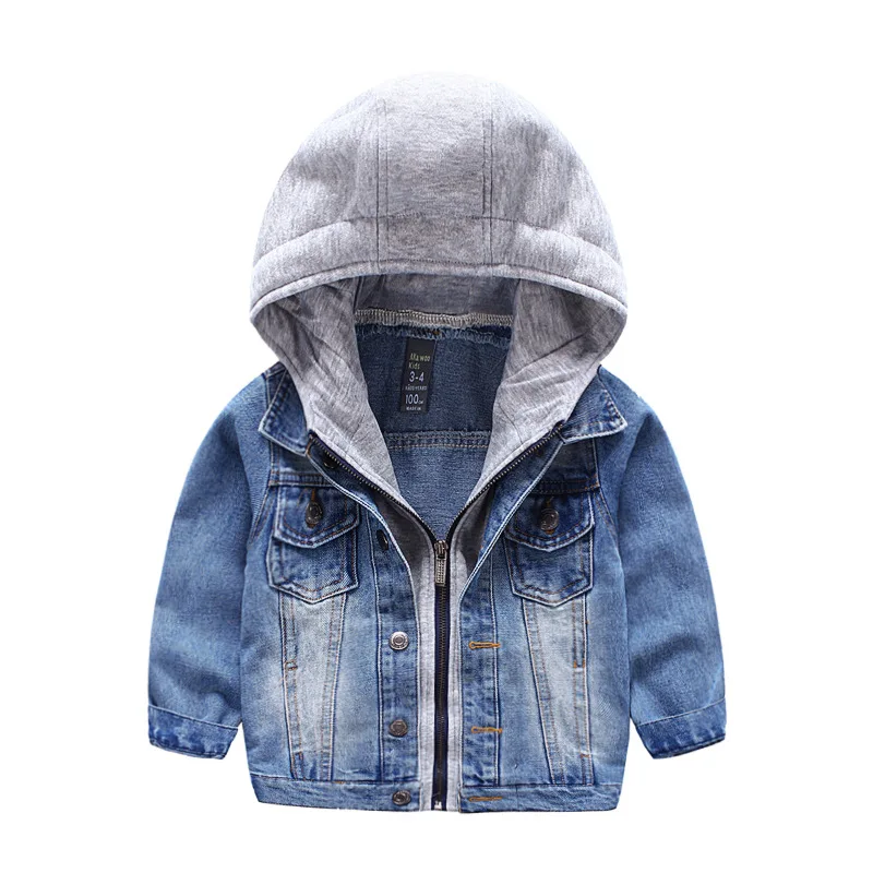 Cute Dear Baby Boys Kids Toddler Children Denim Cowboy Hoodie Coat Outwear Costume Clothes 3-7 Years Hoodies Clothing Wholesale