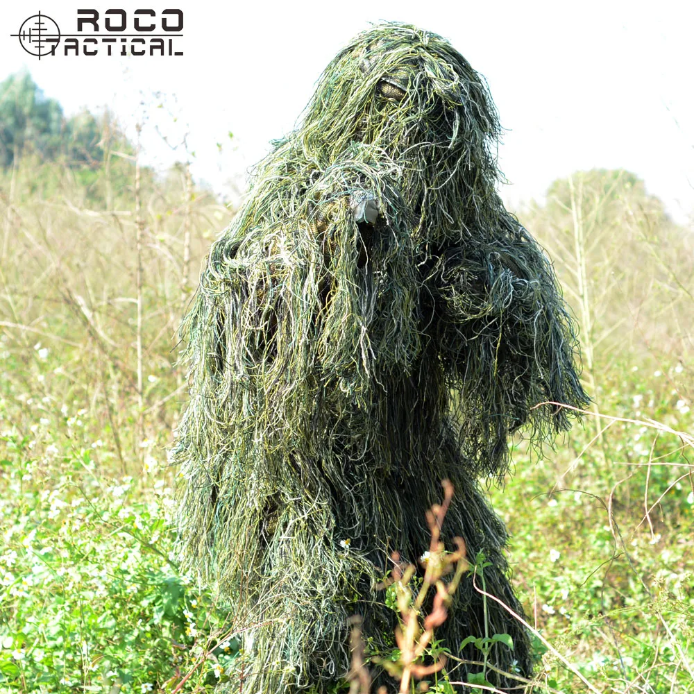 

Free Shipping US Army Bionic Sniper Ghillie Suits Camouflage Grass Burlap Hunting Recon Yowie Suit Paintball Military Clothing