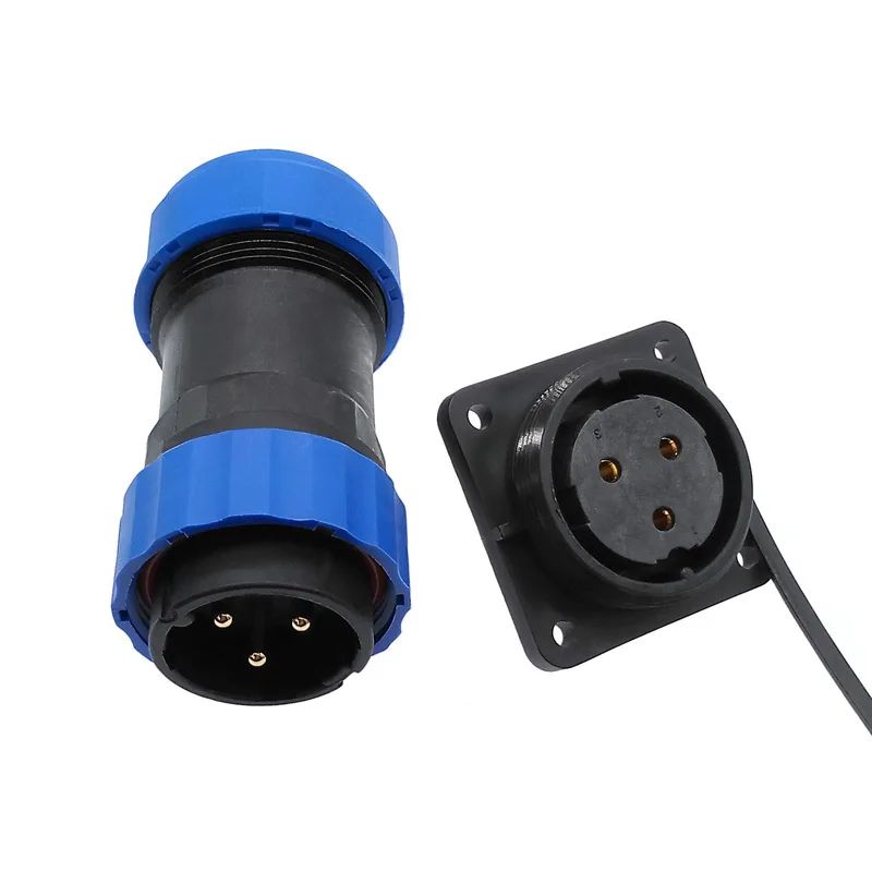 SP28 corrugated pipe waterproof connector IP68 plug and  Flange socket 2 pin 3/4/5/6/7/9/10/12/14/16/19/22/24/26Pin image 4