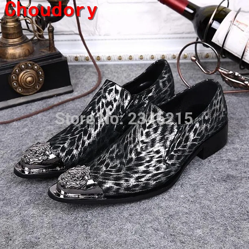 

Choudory handmade shoes italy wedding dress 2017 suede genuine leather iron pointy prom shoes Leopard elegant formal shoes men