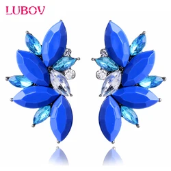 1 Pair Angle Wings Design Colorful Crystal Stone Women Stud Earrings Trendy Statement Party Jewelry for Girls Gift 2018 New