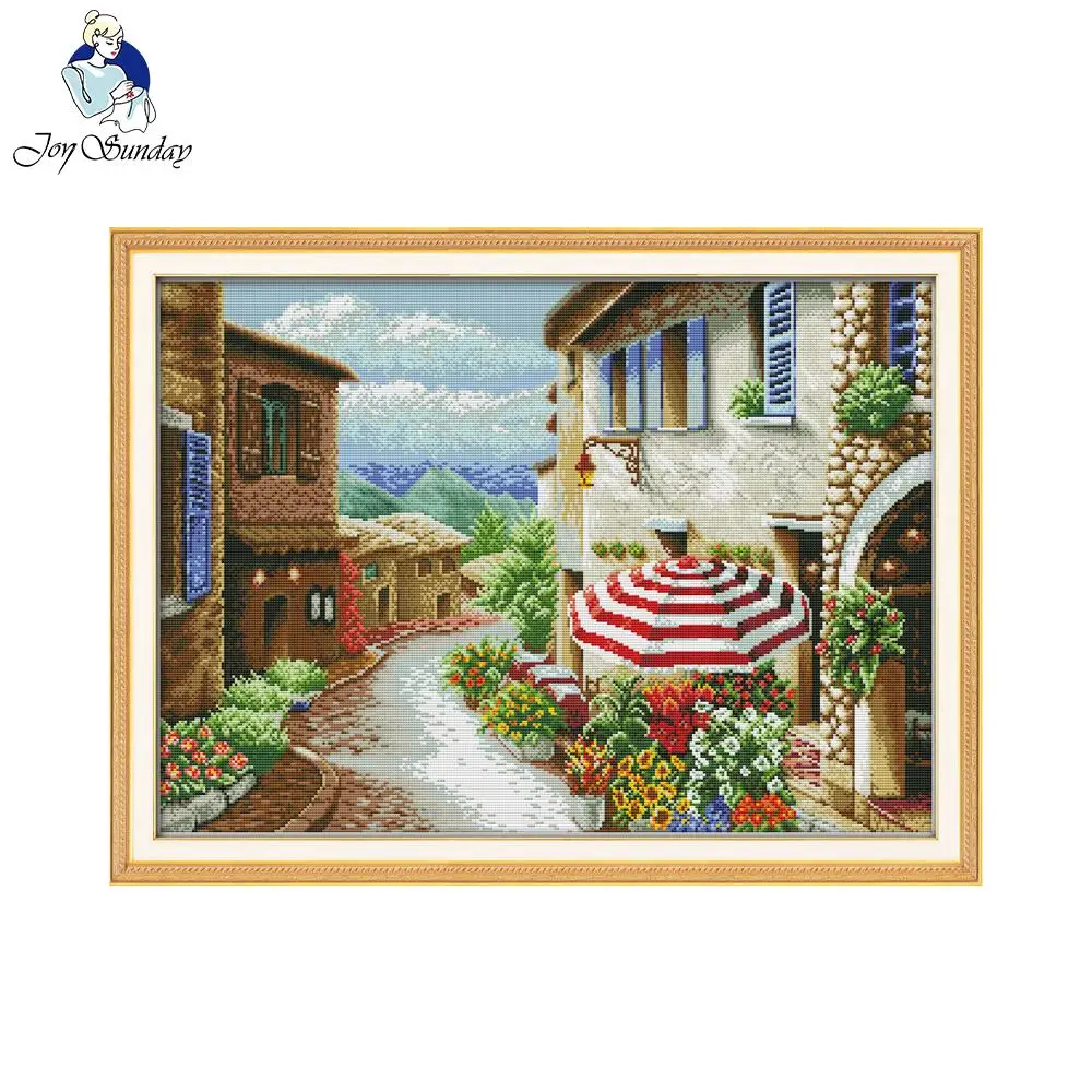 Joy Sunday Handmade Needlework Chinese Counted Cross Stitch Set Embroidery Kit Precise Printed A street view Design Cross-Stitch