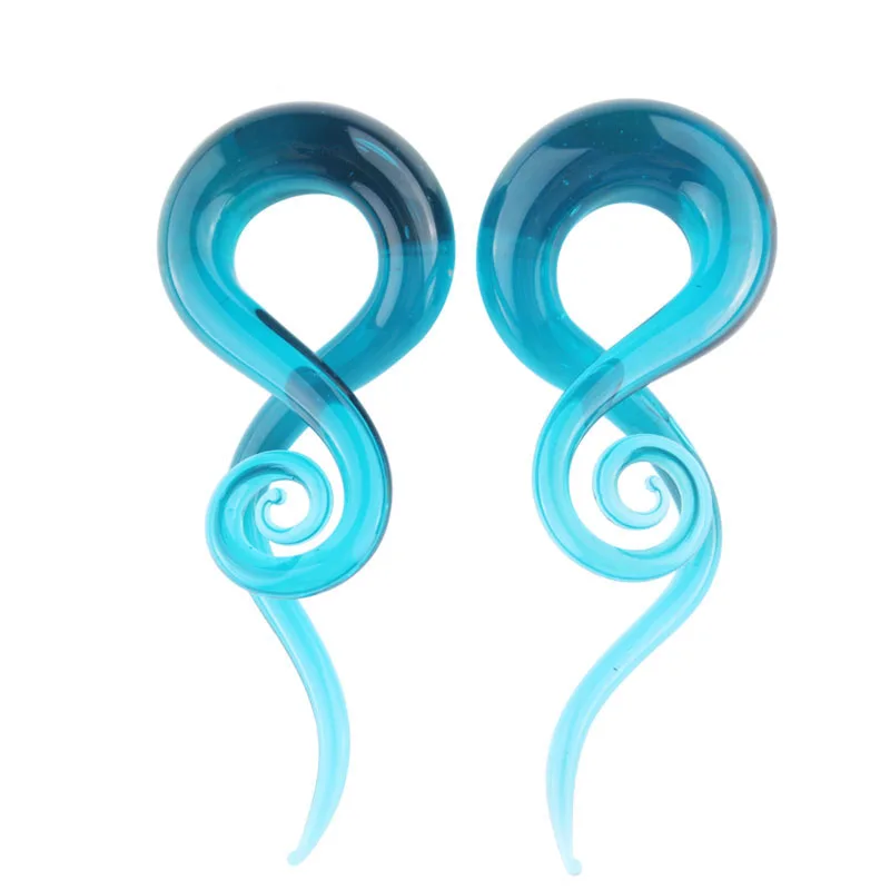 1 Pair New Style Glass Hand Made Ear Spiral Taper Plugs Earring 5 Colors Gauges Expander Stretcher Flesh Plugs Tunnel Piercing