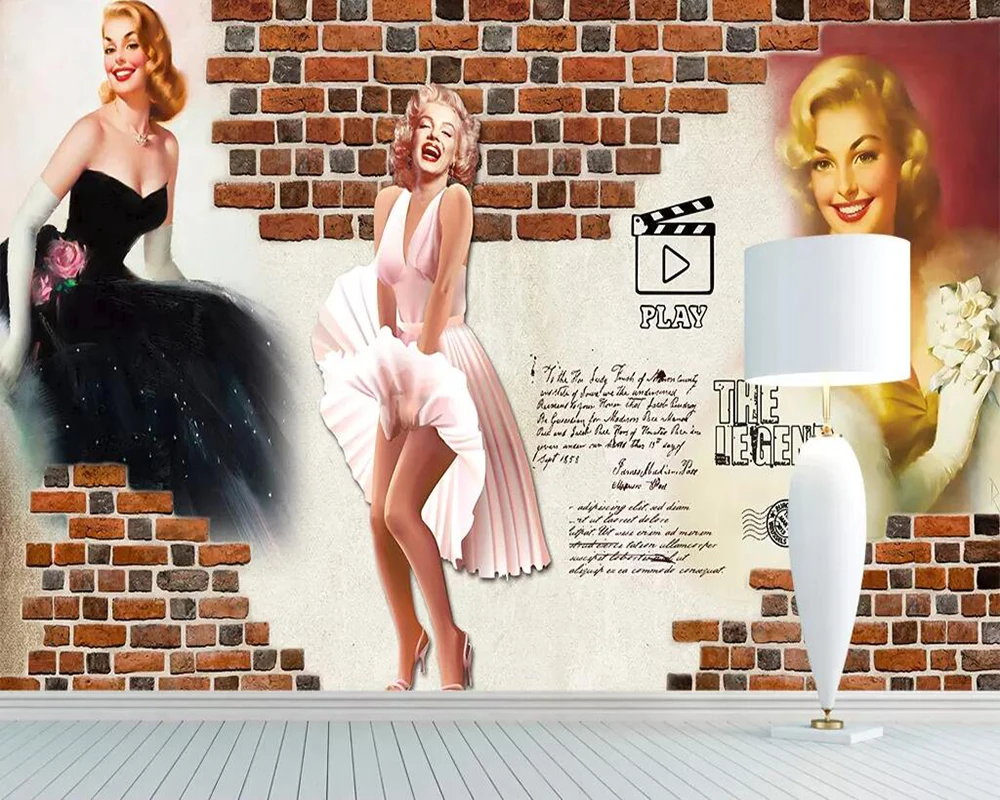 Commercial wallpaper Nostalgic Marilyn Monroe background wall