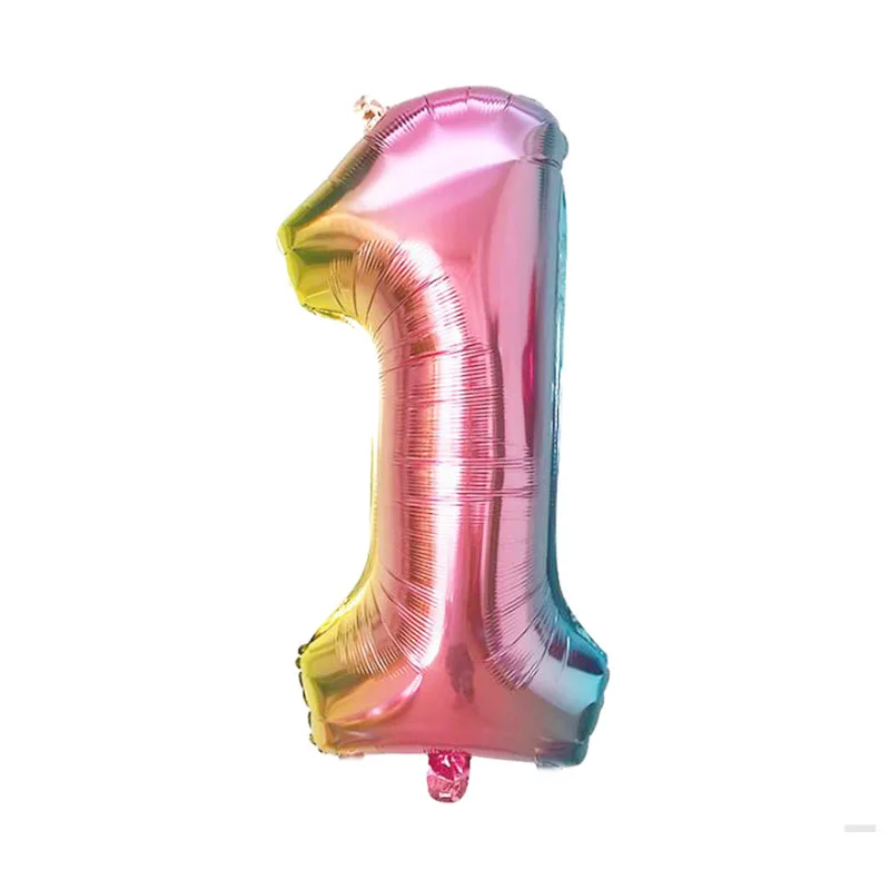 1 PCS Iridescent Rainbow Color 16 32 Inch Number Balloon Aluminium Foil Balloons Baby Shower Happy Birthday Party Wedding