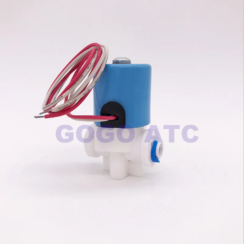 GOGO PSC-3 high quality 2 way Plastic water dispenser valve 1/4 inch pipe 24V DC flow control for RO machine water purifier