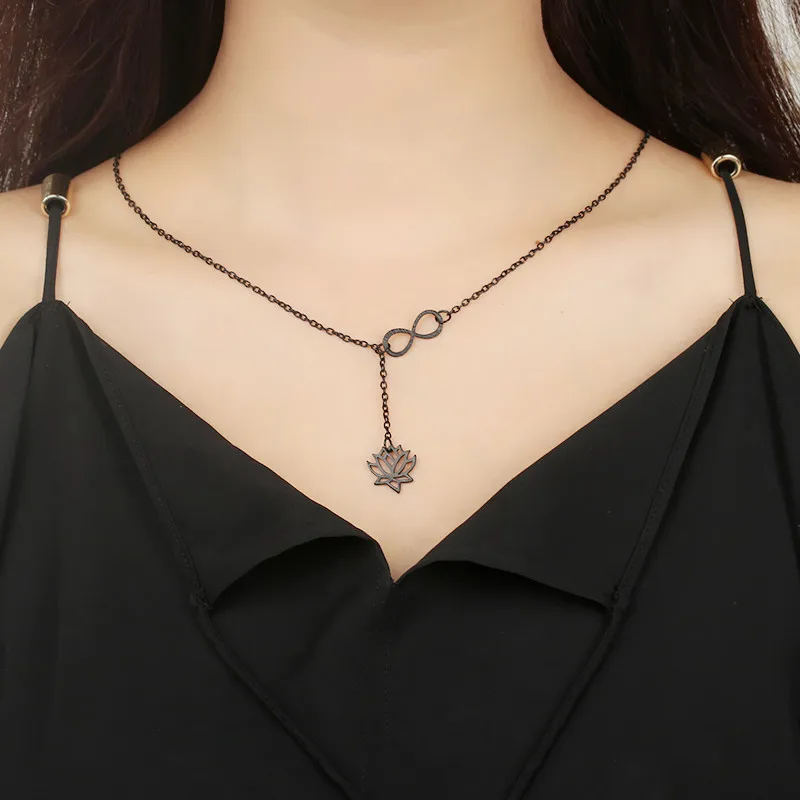 2020 Lotus Long Necklaces Sweater Coat Silver Color Long Necklace Women Jewellery Woman Pendant Special Neckless Ｗomens Gift