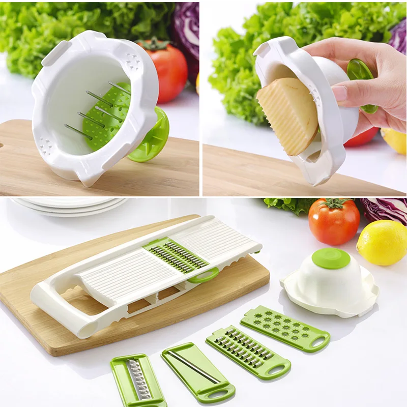 WALFOS Mandoline Peeler Grater Vegetables Cutter Tools with 5 Blade Carrot Grater Onion Vegetable Slicer Kitchen Accessories