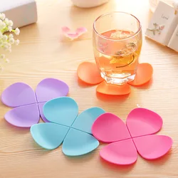 Lucky Silicone Cup mat Cute Colorful Clover Cup Coaster Cup Cushion Holder Drink Cup Placemat Mat Pads Coffee Pad