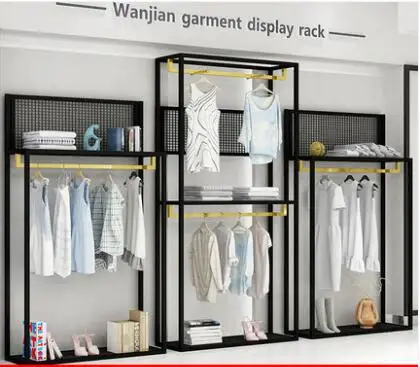 Clothing store display rack floor type men's and women's clothing shelf display rack new combination side hang.