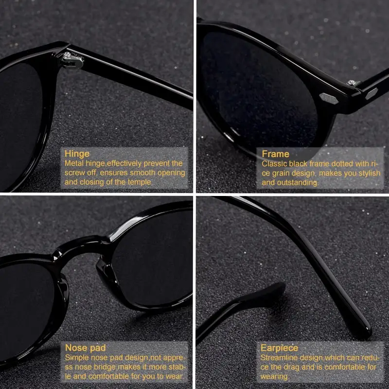 New Fashion Men Polarized Sunglasses Women Round TAC Lens TR90 Frame Brand Designer Driving Sun Glasses Oculos De Sol UV400