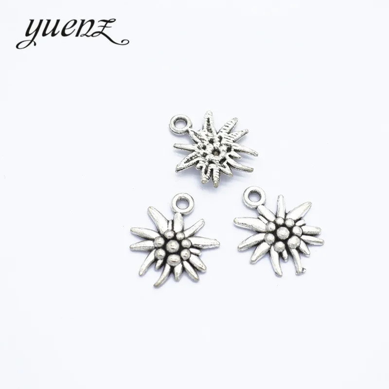 YuenZ 30 pcs Antique Silver color Flower Metal Pendants For Jewelry Making 16*14mm Q1103