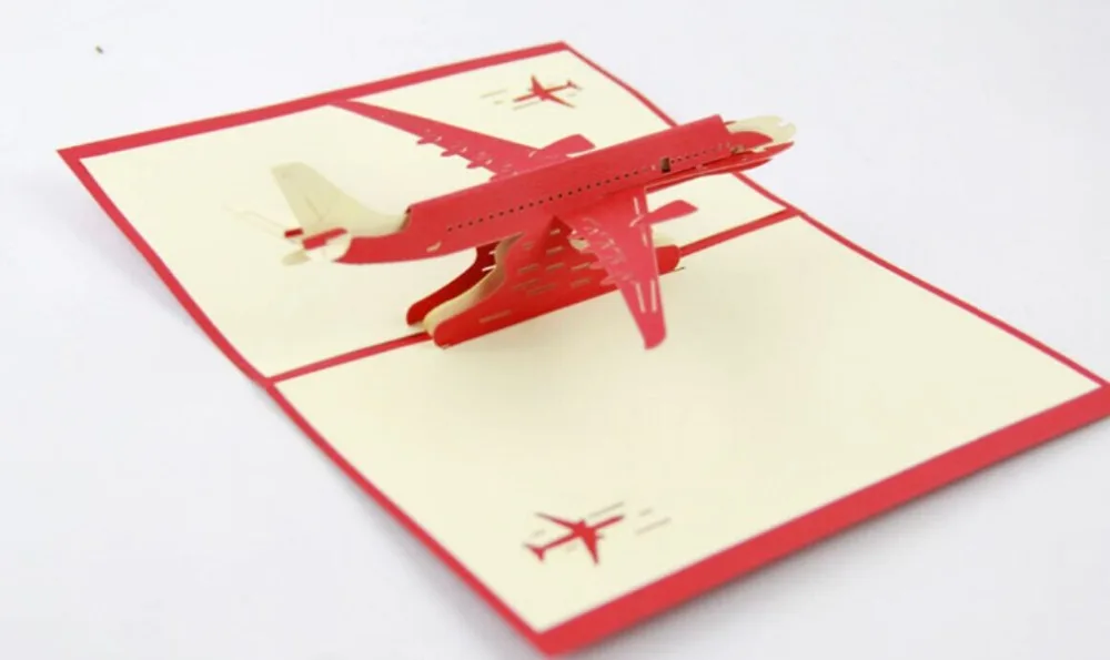 Airplane  pop up card /3D airpcraft  kirigami card/ handmade greeting cards gift for Everyone Free shipping