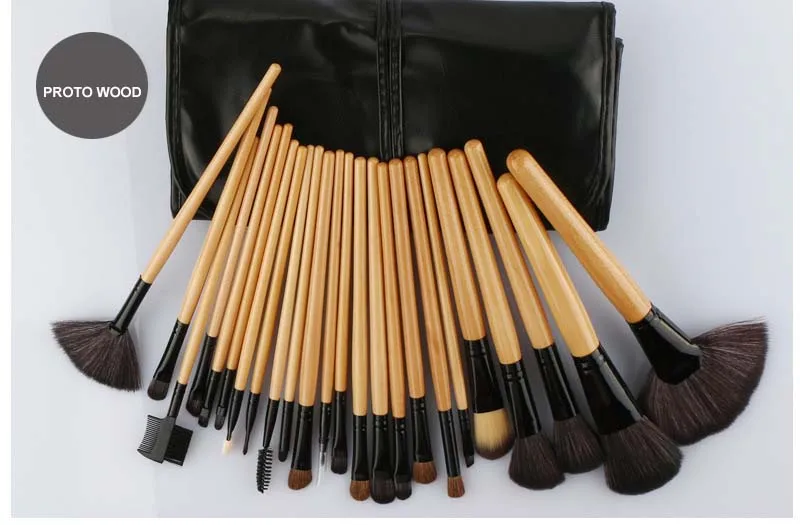 VERONNI Pro Makeup Brushes sets 24pcs Tools with PU Bag for Holiday Pink/Black/Proto Wood/Red/Coffee Brand New 6sets/lot DHL