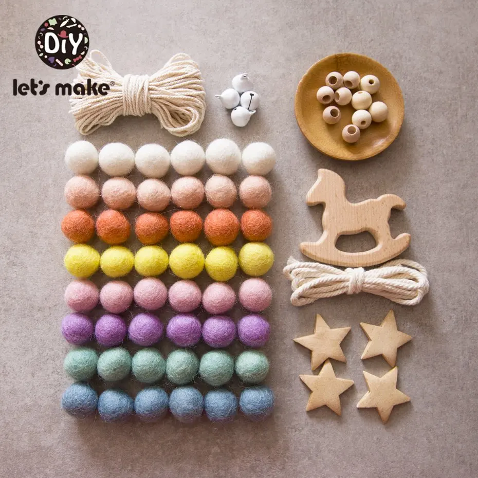 Let's Make Baby Rattles Crib Mobiles Diy Nursing Jewelry Combination Package Crochet Beads Round Geometric Baby Wooden Teether