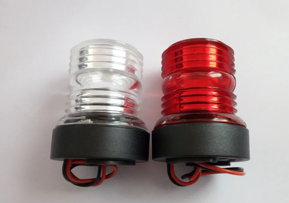 Marine Boat Yacht Light Red and White All Round 360 Degree Navigation Light 2PCS