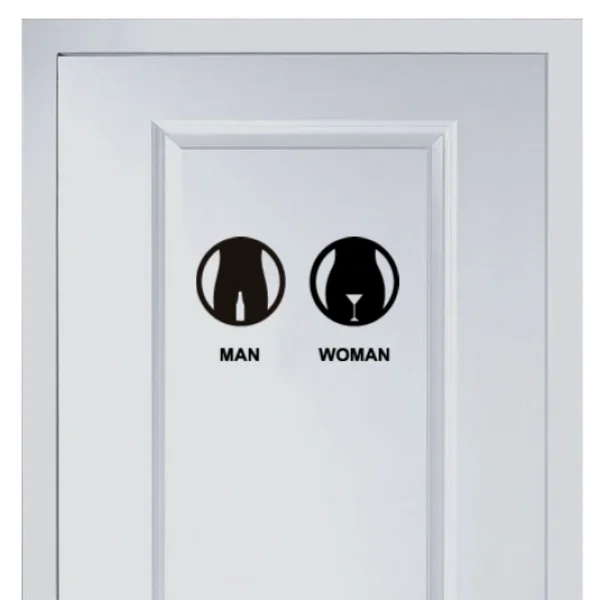 

Winebottle And Wineglass Marks For Toilet Vinyl Fashion for Shop Office Home Cafe Hotel Toilets Door Decor Wall Stickers