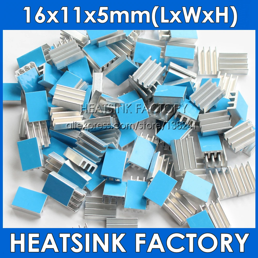 

16x11x5mm Small Aluminum Cooling Heat Sink Heatsinks Cooler Radiator With Thermal Double Sided Tape Heat Dissipation Radiator