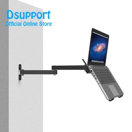 Foldable Wall Mount 10-17 inch Laptop Holder Two Arms Full Motion Laptop Cooler Retractable Notebook Hanger BG400B