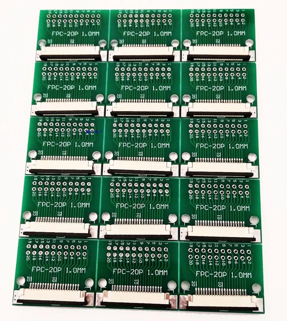 10pc FFC FPC 20PIN transfer board with connector FFC to DIP 2.54 adapter board 1mm 0.5mm pitch pcb double sided