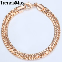 8mm 20cm Men's Women's Bracelet 585 Rose Gold Color Foxtail Link Chain Bracelet Male Jewelry Christmas Gifts for Men Women CB07