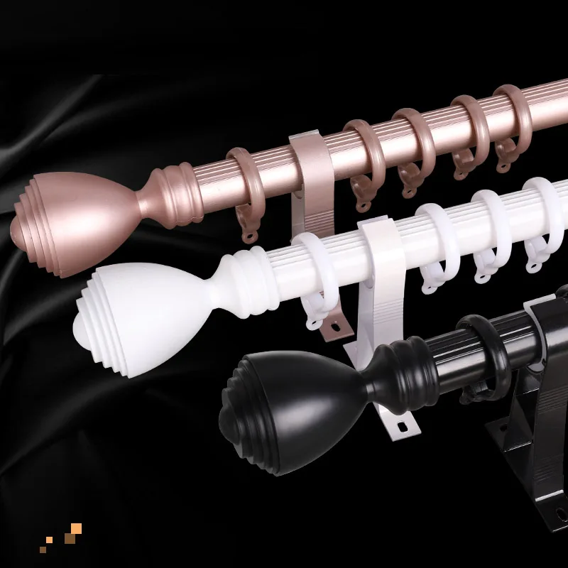 

Curtain rod Roman pole thick aluminum track single pole double pole perforated curtain bracket accessories top side loading