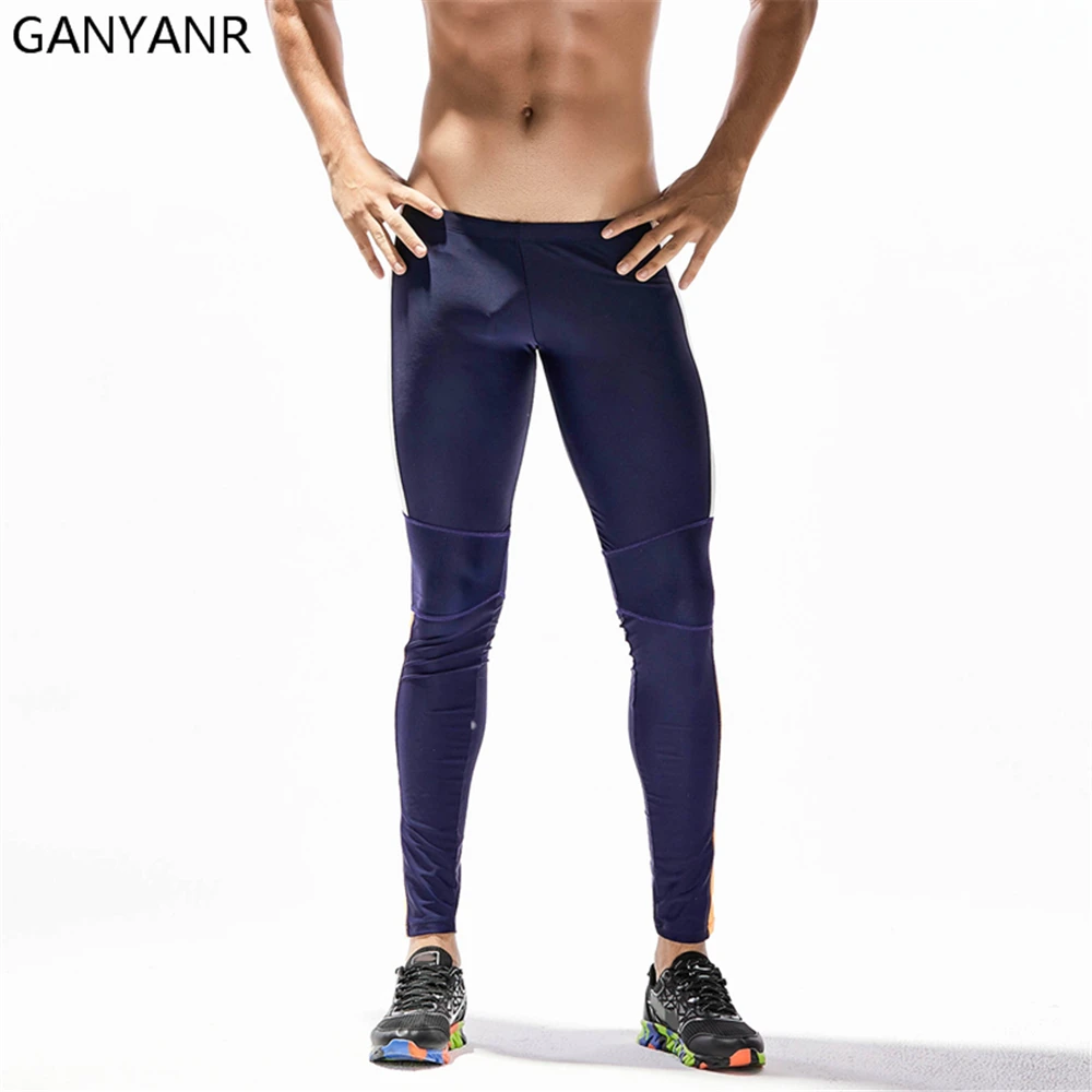 GANYANR Brand Running Tights Men Compression Pants Gym Leggings Slim Trousers Athletic quick Dry Bodybuilding Basketball Yoga