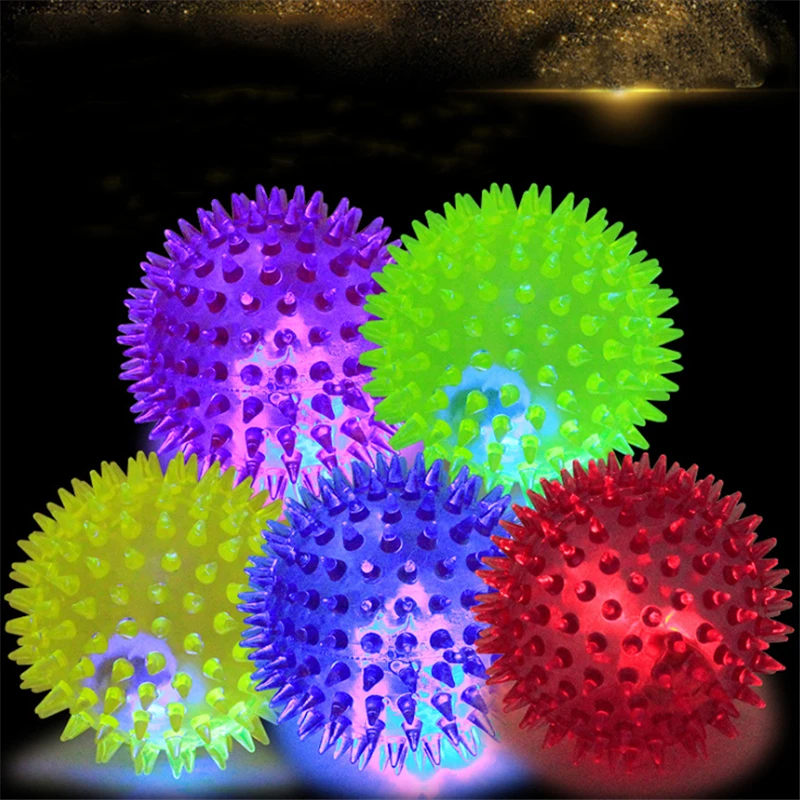 Soft Rubber Luminous Pet Dog Chewing Elastic Ball Toy Size S/L 1pcs Randomly Color