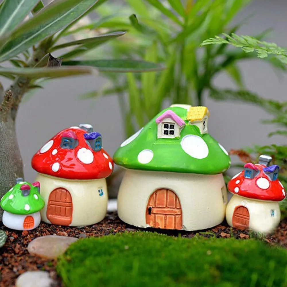 

S/M/L Mini Garden Mushroom Figurine Ornaments DIY Fairy Doll Houses Terrarium Miniature Figurines Craft Home Decoration