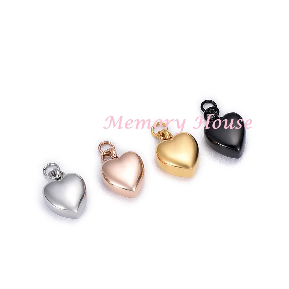 JJ009 DIY Heart Urn Charm For Necklace /Bracelet Engravable Stainless Steel Cremation Jewelry Hold Ashes Keepsake Necklace