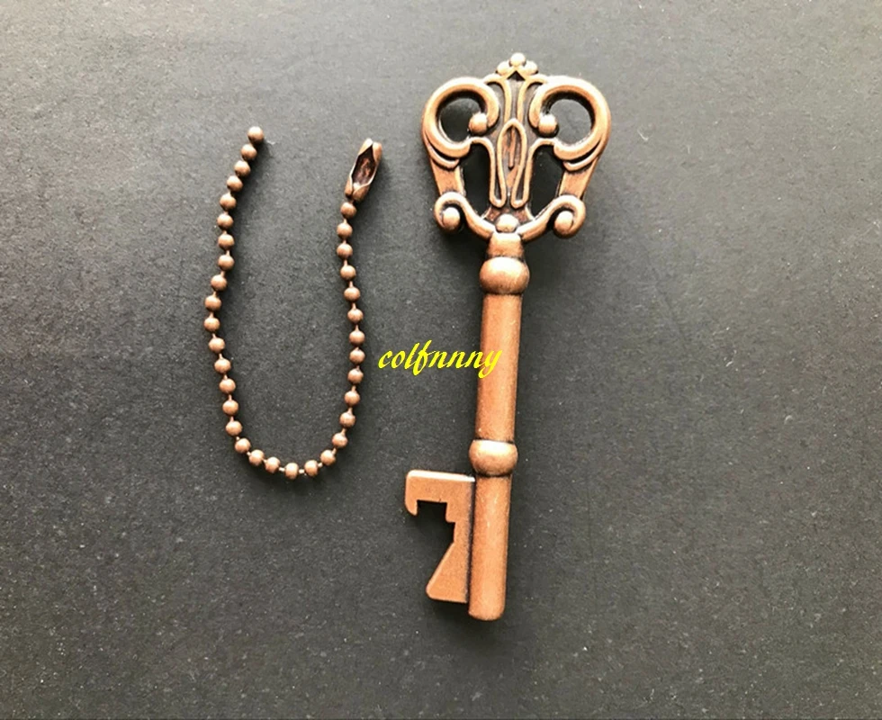 1500pcs/lot Antique Vintage Copper Key Wine Bottle Opener Beer bottle openers With keyring Tag Cards Wedding Party favor gift