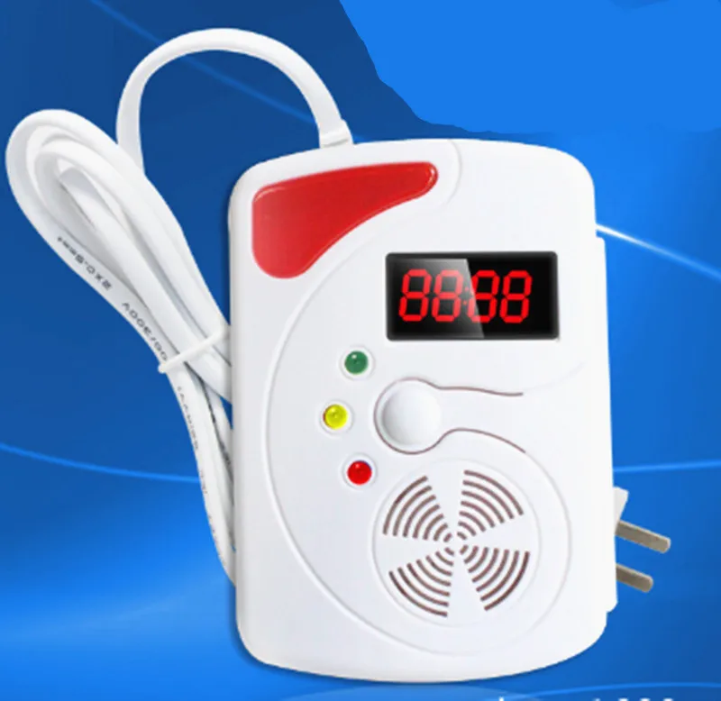 Wired Independant  Gas Alarm  Detector Shine Light Siren