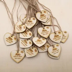 Custom save the date Wooden Tags,Personalized wedding favor tags, rustic Bridal Shower Favor Tags wooden heart wedding tags