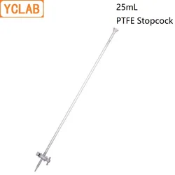 YCLAB 25mL Burette with PTFE Stopcock Class A Transparent Glass Laboratory Chemistry Equipment