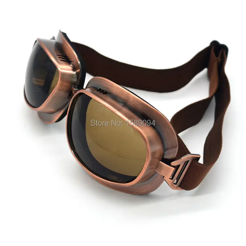 Vintage Scooter Motorcycle Goggle Glasses Cycling Goggles Pilot Motorbike Goggles Retro Jet Helmet Eyewear Silver/Copper