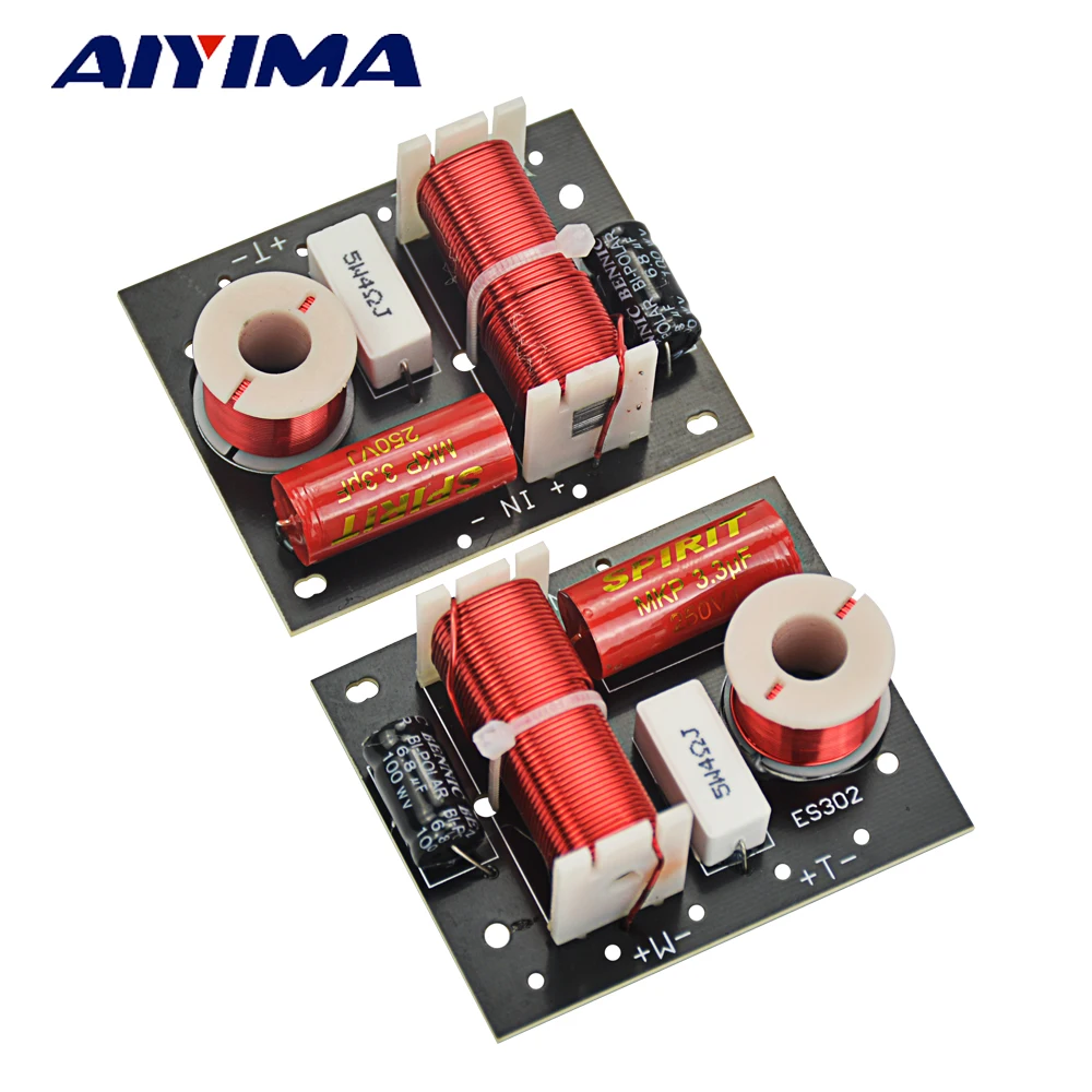 AIYIMA 2Pcs 2 Möglichkeiten 80W Audio Lautsprecher crossover Höhen + Bass Frequenz Teiler Frequenzweichen lautsprecher Filter DIY Für heimkino