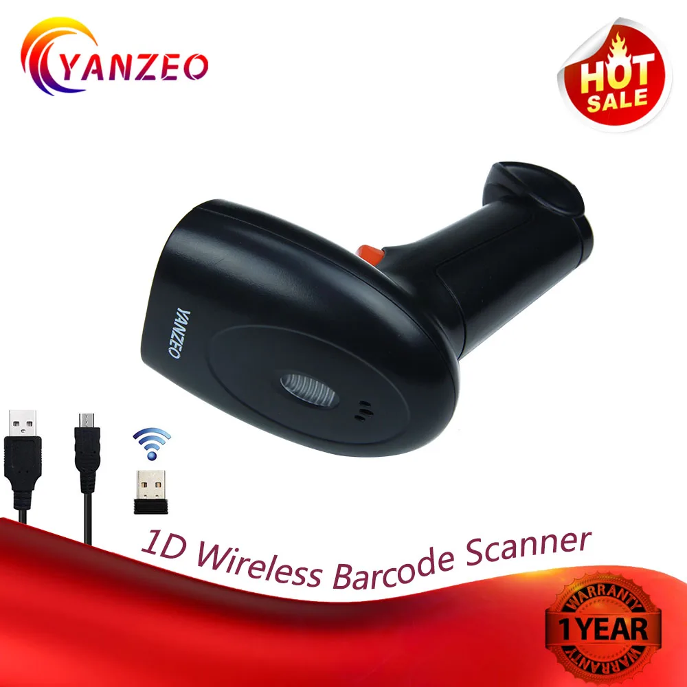 Yanzeo L1010 Handheld 2.4G Wirelress Barcode Scanner 1D Laser Bar Code Reader PDF417 for POS System