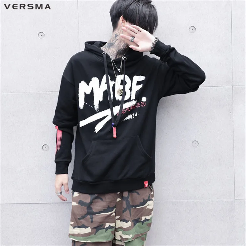 VERSMA 2018 Spring Korean Harajuku Ulzzang BF Hoodies Sweatshirts Men Women High Street Hip Hop Letter Printed Couple Sweatshirt