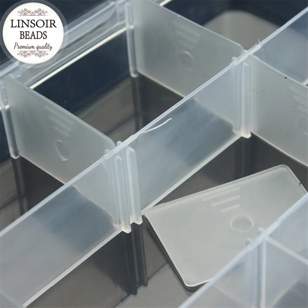 LINSOIR 15 Cells Compartment Plastic Jewelry Storage Organizer Box Case Adjustable Tools Beads Container Jewelry Making F2414