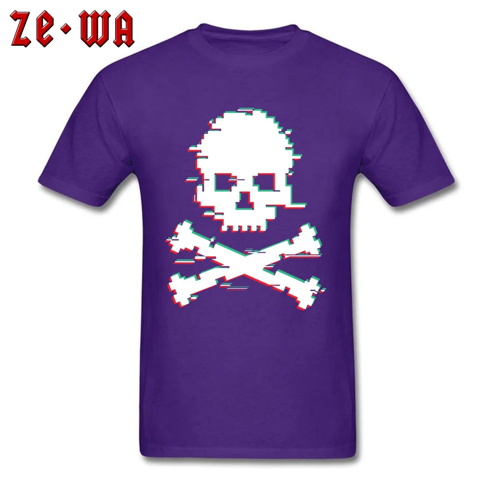 New Coming Men T Shirts Skull T-shirt Crossbones Stereo Glitch Effect TShirt Cool Tops & Tees Crew Neck 100% Cotton Clothes