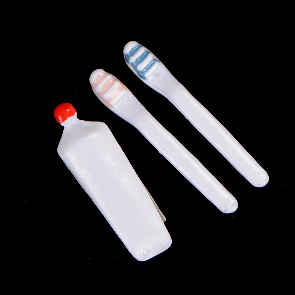 1Set 1:12 Dollhouse Miniature Mini Toothpaste Toothbrush Kitchen Furniture Toy Collectible Gift Miniature Toys