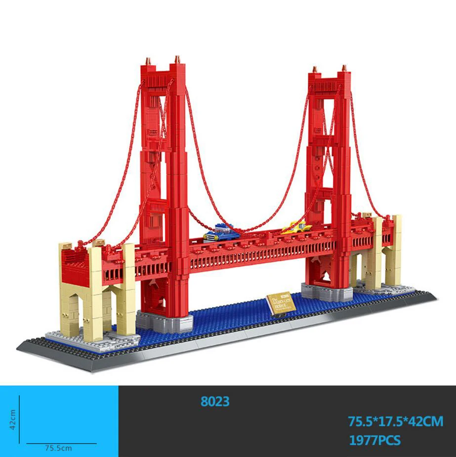 World Famous Landmark Architecture U.S.A Golden Gate Bridge San Francisco America Build Block Model Educational Toy Collection