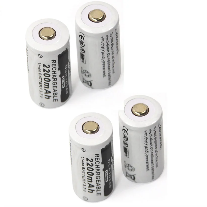 4 szt. 2200mAH 3.7V CR123A 123A 16340 akumulator litowo-jonowy do latarki