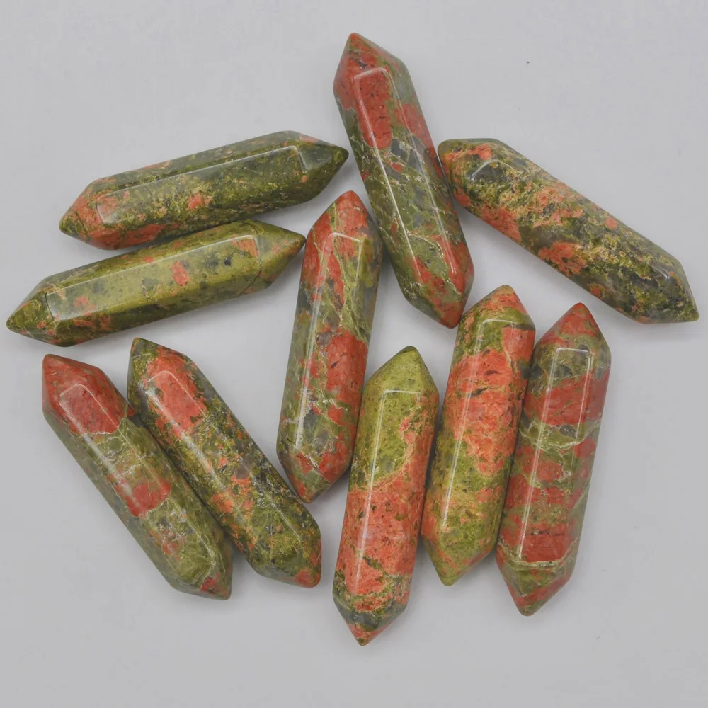 35x8MM Unakite Epidote Cabochon CAB GEM Crystal Pillar Jewelry Pendant Making (5 pcs/lot) H212