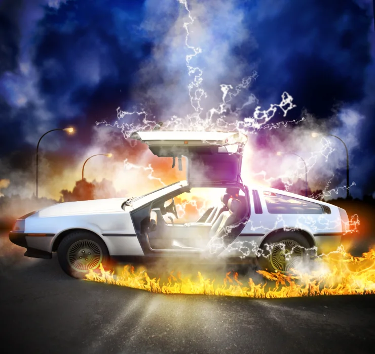 8x8FT Back to the Future Car Race Clouds Custom Photo Studio Backgrounds Backdrops Vinyl 240cm x 240cm